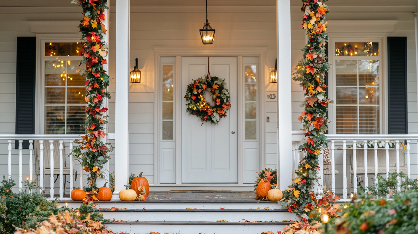 Faux_Eucalyptus_or_Fall_Garlands_Wrapped_Around_Pillars